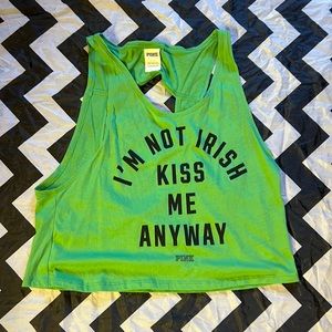 Pink Victoria Secret Green Cropped Tank Top Large Women’s
